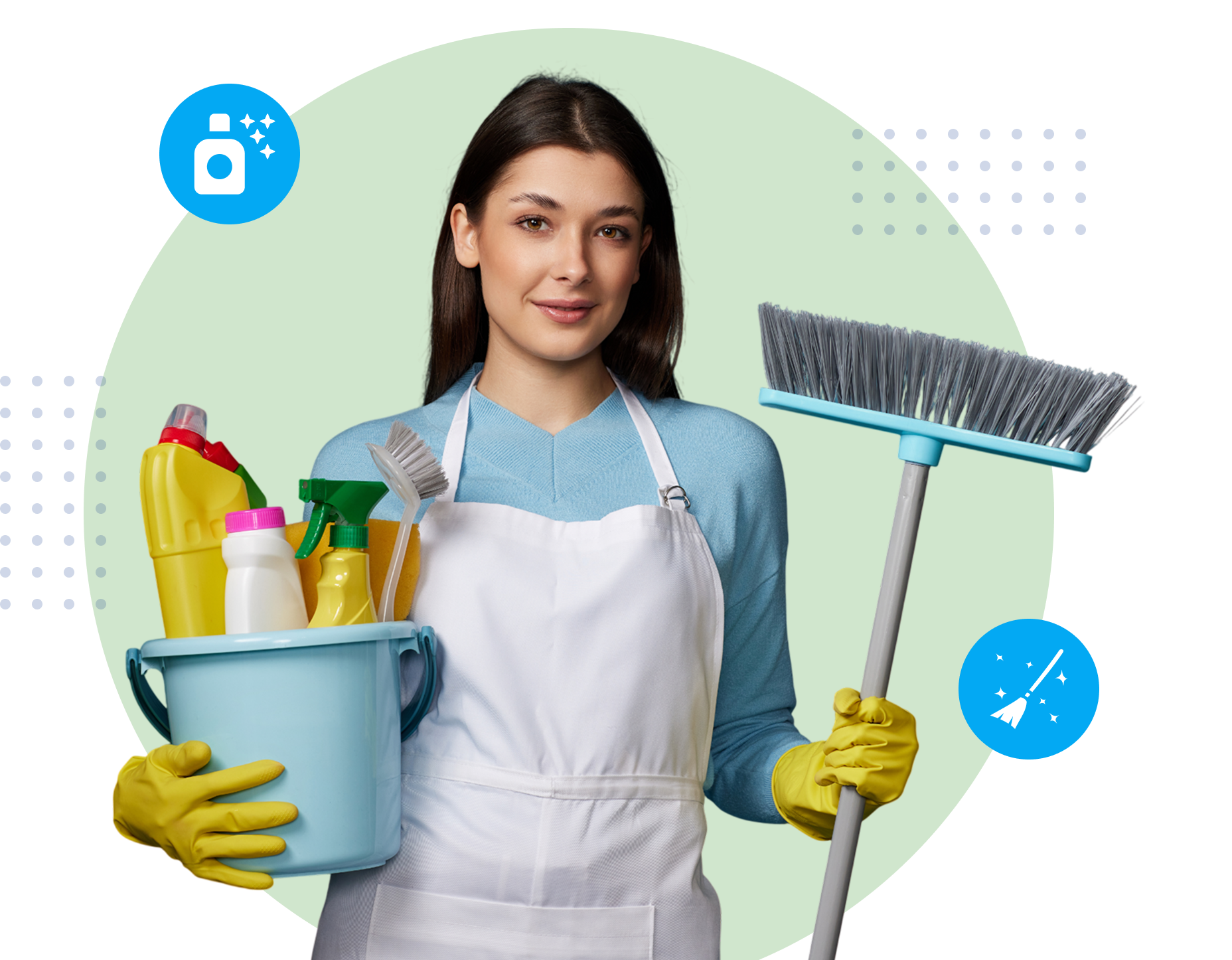 Smiling woman ready for cleaning task
